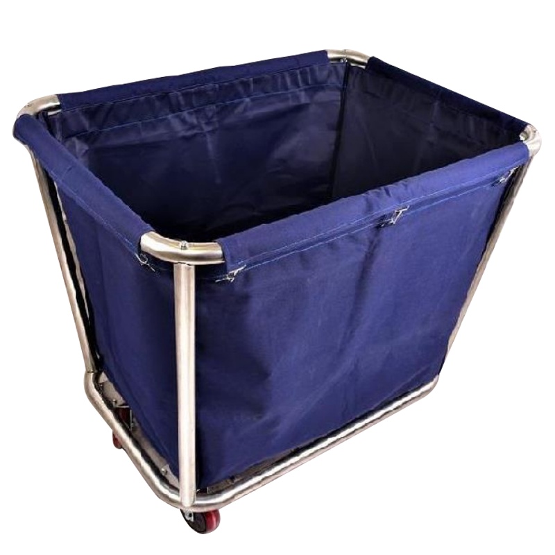 海斯迪克 HK-7014 锥形不锈钢布草车 可拆装酒店宾馆收集车洗衣房清洁客房服务车回收车蓝色