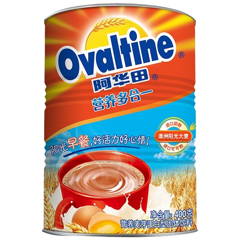 阿华田(Ovaltine)可可粉 营养多合一 早餐代餐 奶茶冲饮 蛋白型固体饮料 罐装400g