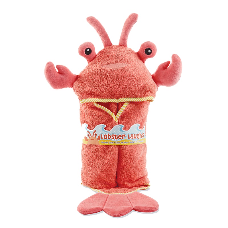 babyaspen毛巾料纯棉婴儿连帽浴巾小龙虾