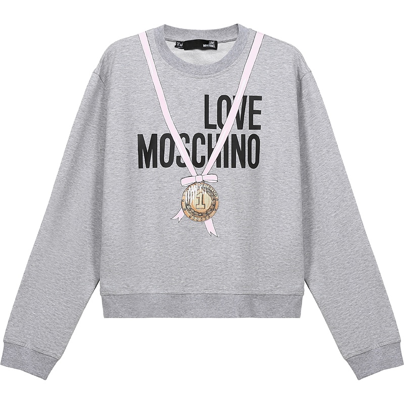 LOVE MOSCHINO 爱 莫斯奇诺 女士 LOGO图案棉质圆领长袖卫衣运动衫 W6306 19 E2004