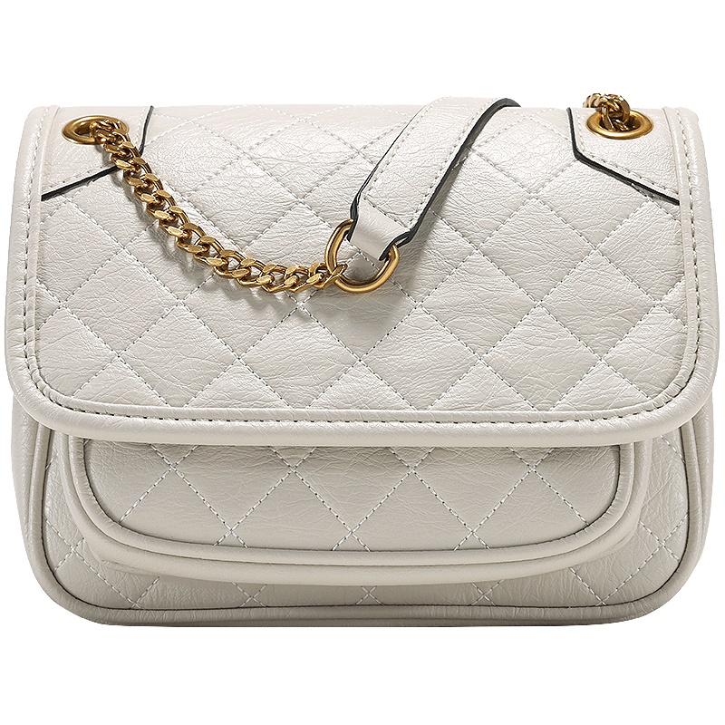 2019新款ins风百搭菱格链条复古褶皱网红邮差包单肩斜挎包包女潮