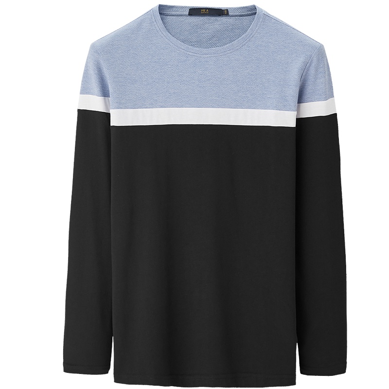 HLA海澜之家圆领长袖T恤2019秋季简约条纹舒适长T男-HNTAJ3R065A