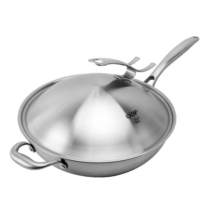 龙兴宝富(LXBF) 32CM 三层钢炒锅LX-3CG-304M;304经典款升级可站立防油溅钢盖