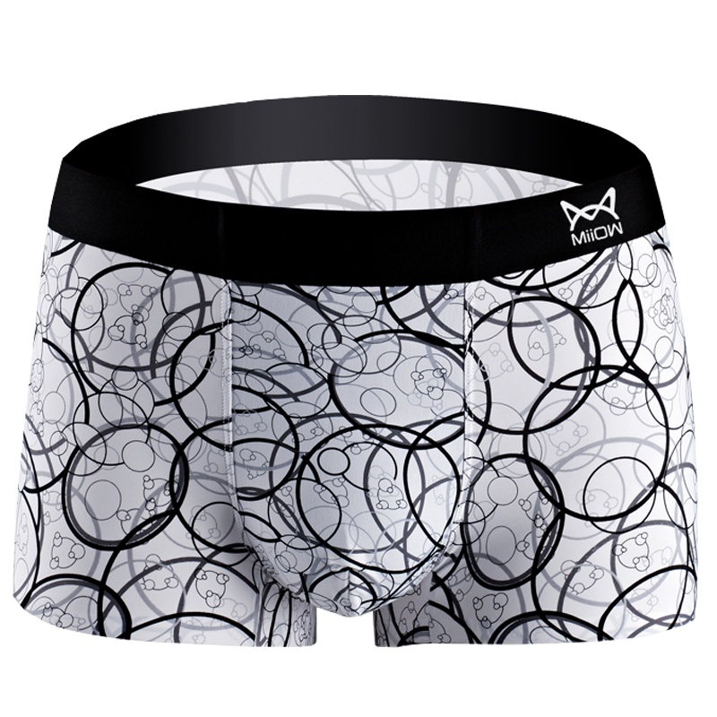 猫人男士无痕大包围一片式冰丝圈圈平角裤3条装