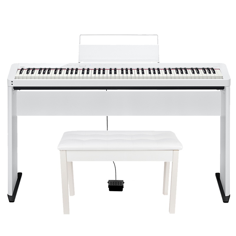 卡西欧(CASIO)电钢琴PX-S1000WE(白色)智能触摸屏 88键纤薄便携式 时尚钢琴套机(单机+木架+单踏板)