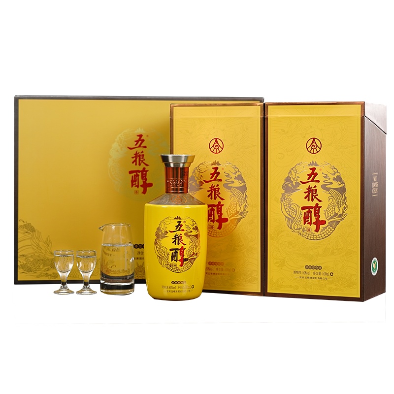 五粮浓香 五粮醇金装 50度 500mL*2 礼盒装 浓香型白酒