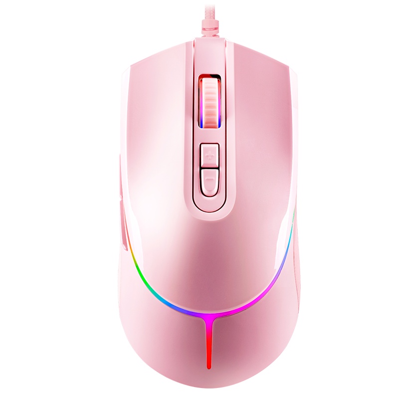 雷神(THUNDEROBOT) M305 有线游戏鼠标 吃鸡电竞鼠标 商务办公笔记本台式机通用 粉色8200DPI