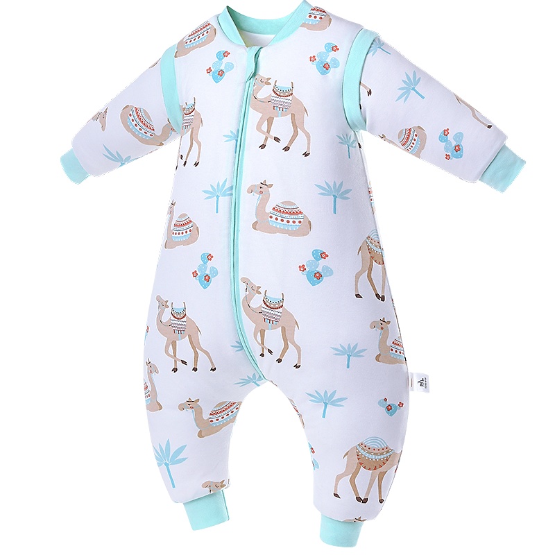 欧孕 儿童春秋多彩睡袋四季通用款加厚宝宝纯棉防惊跳被子婴儿睡袋