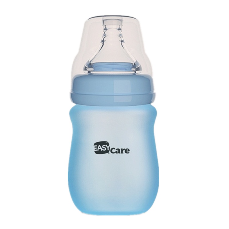 easycare伊斯卡尔 新生儿玻璃奶瓶宝宝硅胶宽口径奶瓶防胀气婴儿150ml蓝色