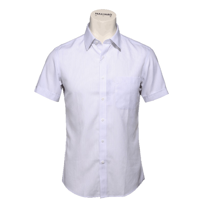 美尔雅(MAILYARD)男子休闲衬衫短袖男士条纹休闲衬衣棉修身衬衫 127