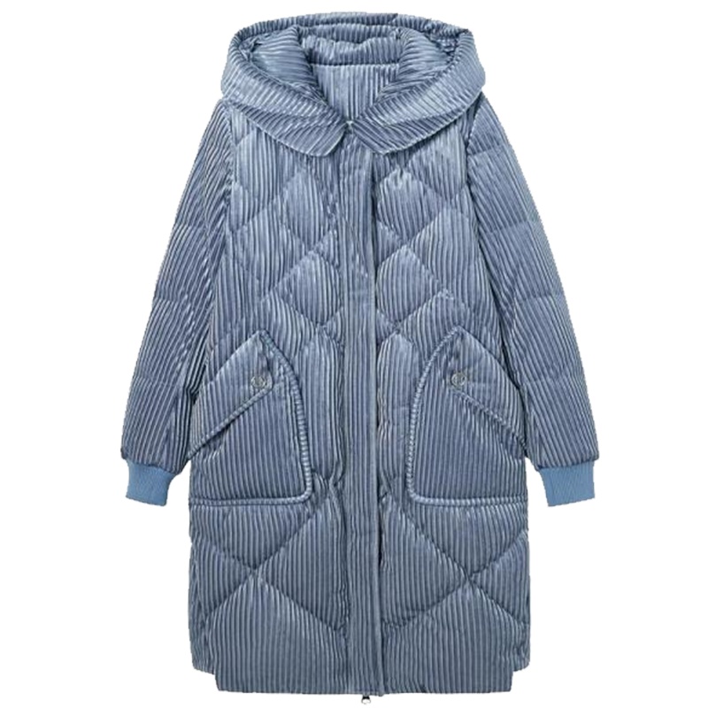 拉夏贝尔羽绒服女冬季新款中长款过膝轻薄东大宽松外套棉服10019055