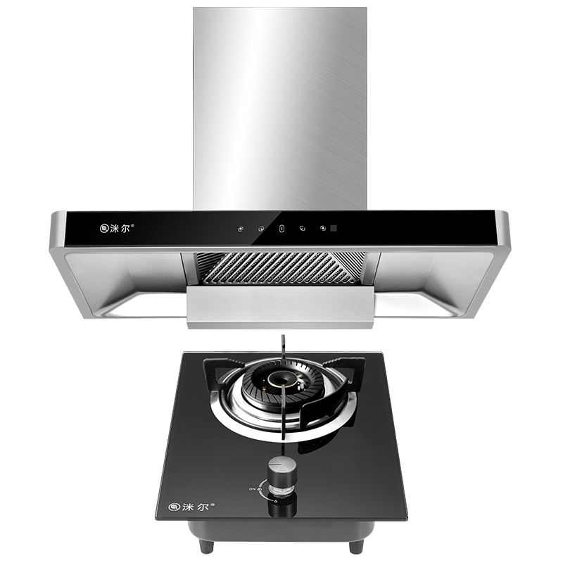 洣尔烟灶套装TYD+105顶吸式欧式117m³大吸力抽油烟机20Y液化气4.5kW猛火灶台嵌两用钢化玻璃油烟机灶具套餐