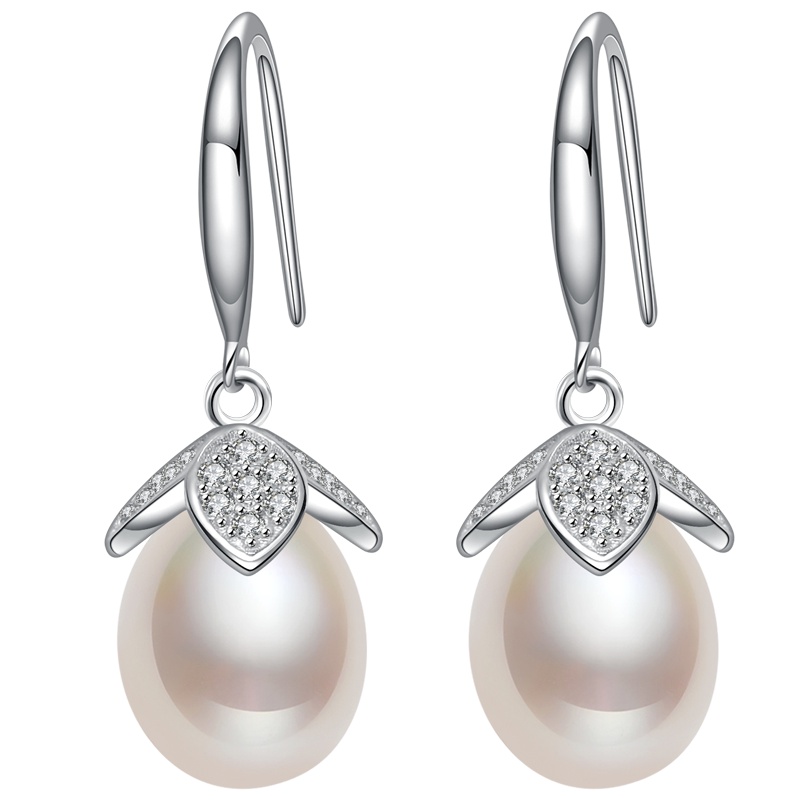 佰色传情(BRIR)s925纯银耳钉淡水珍珠耳环女日韩时尚气质花蕾精美银耳饰送母亲送长辈生日礼物百搭纯银耳钩附检测证书