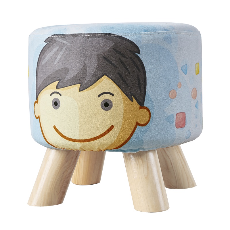 掌上明珠家居 亲子实木小凳 男孩女孩图案穿鞋凳四脚换鞋矮凳子