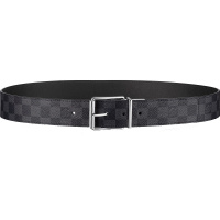 海外直邮LV路易威登男士腰带灰色旋转式黄铜扣40毫米宽牛皮方格经典皮带M9156Q