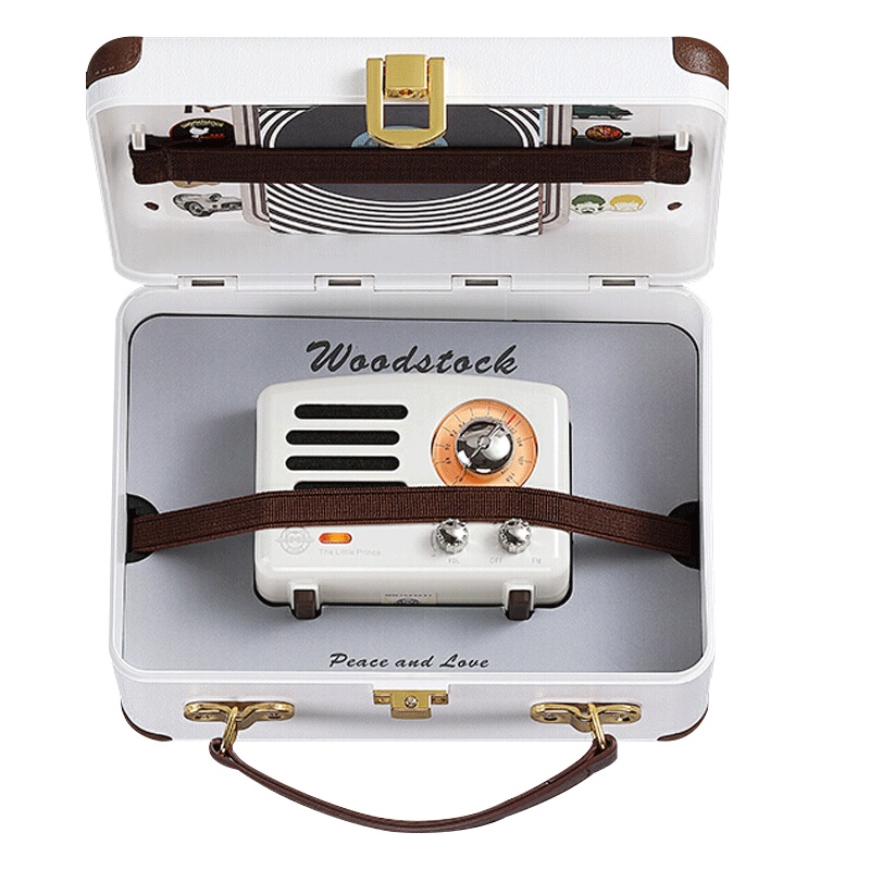 猫王收音机 小王子OTR 无线便携蓝牙音箱迷你小音响可爱复古音响家用金属低音炮收音机创意礼品 纯真白