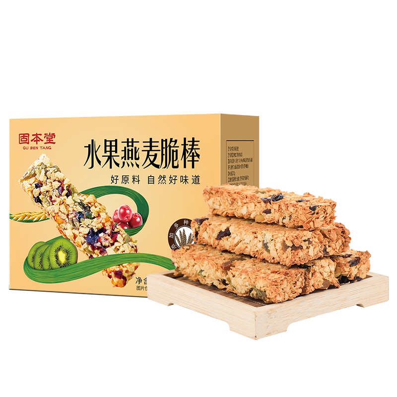 固本堂水果燕麦脆棒250g代餐棒零食解馋饱腹谷物能量棒
