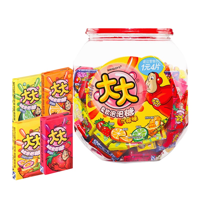 大大泡泡糖桶装什锦味口香糖约150片切切乐童年怀旧网红零食糖果