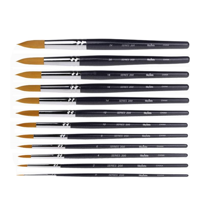 skyists新概念木杆圆头尼龙水彩笔 6# (10支)