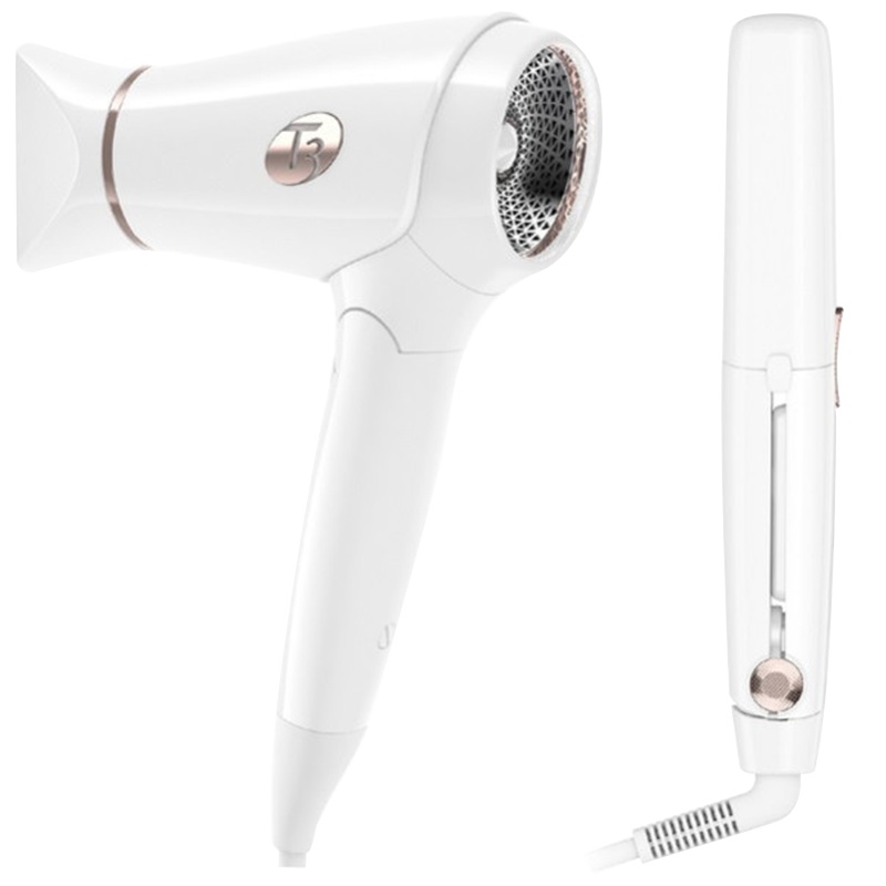 T3 Mini Miracle羽量套装 轻型吹风机+直发棒 护发功能 负离子 5档位调节 集风嘴+散风嘴 白色