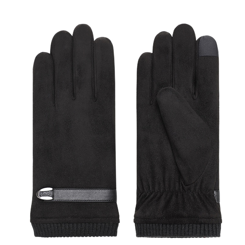 南极人手套男冬季保暖加厚绒骑行防风骑车触屏毛线防寒男士手套N2E8X88301 黑色