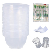 一次性碗筷餐具套装透明加厚圆形小汤碗500ml碗+一次性筷子（50套）