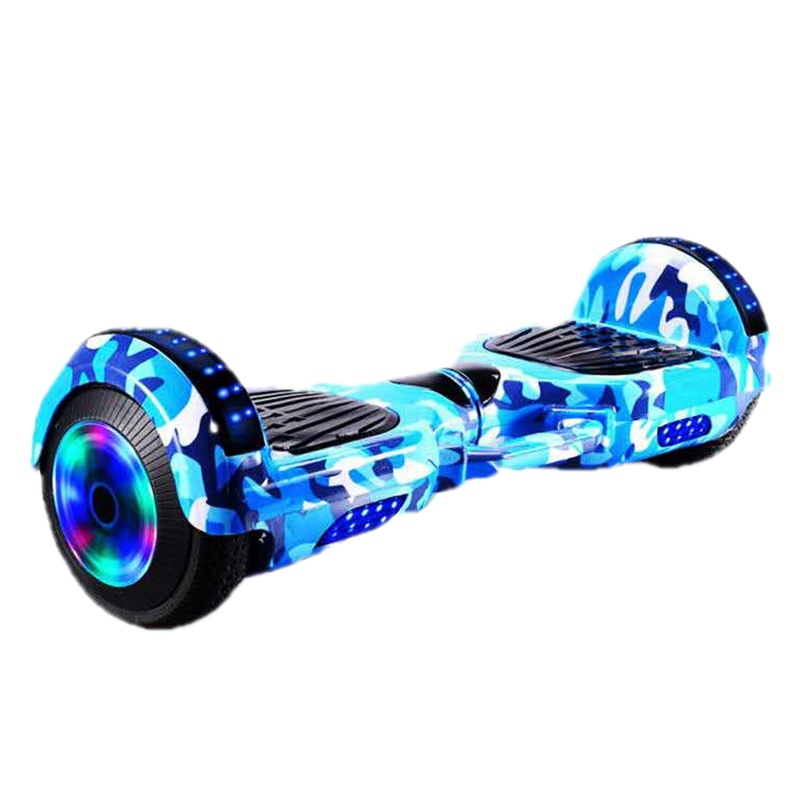 智能电动车双轮儿童小孩代步车成年两轮成人学生8-12自平衡车 蓝迷彩标准款[跑马灯+双炫+发光轮]