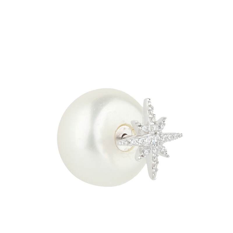 APM Monaco单只银镶晶钻流星耳钉淡水珍珠耳环耳饰女时尚