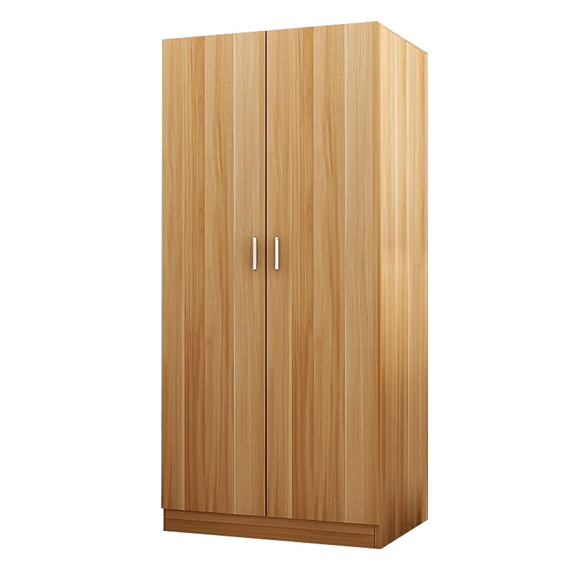 全简而二门更衣柜木质衣柜员工宿舍更衣柜简约现代衣柜浅胡桃色
