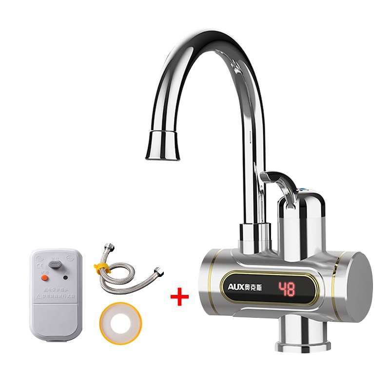 奥克斯AUX即热式电热水龙头厨房小厨宝电热水器下进水款数码温显变频调温 H3X3银色(漏保套装)