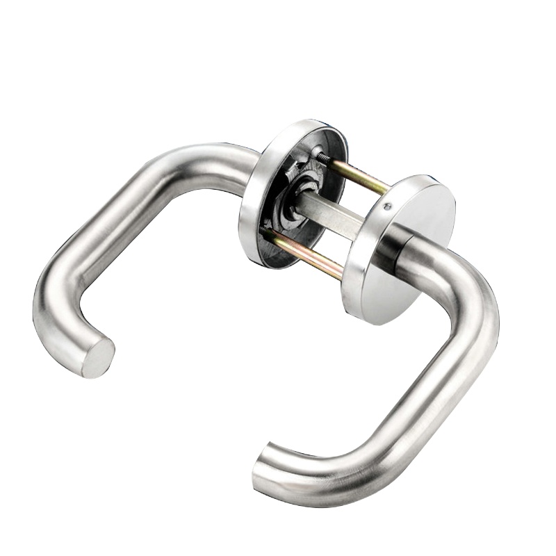 腾驰 CT 通用不锈钢消防门把手 圆管安全通道门锁推拉执手锁 防火门拉手通用型(银色)