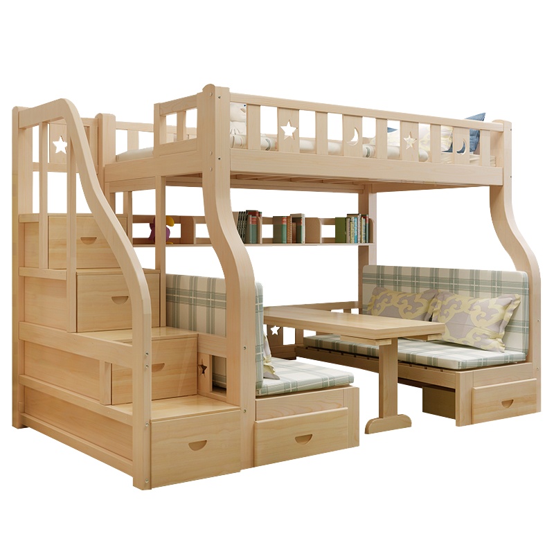 爱家生活儿童全实木双层床上下子母床上下铺多功能高低床上床下桌