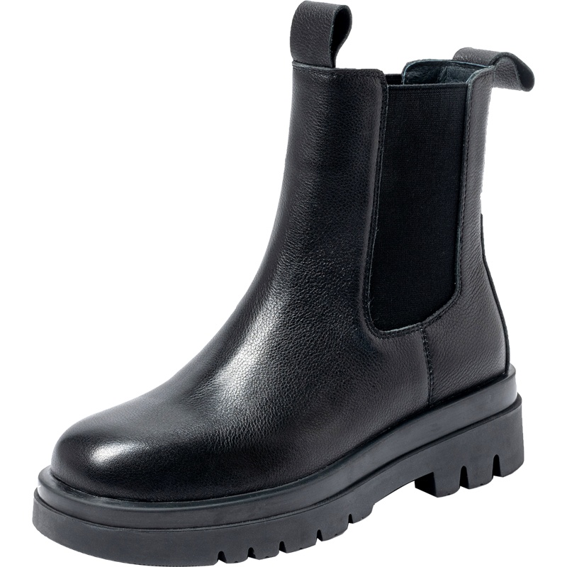 百田森冬季mona网红同款切尔西bv烟筒靴平底真皮短靴女厚底