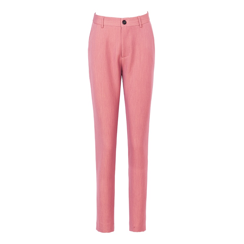 晚白2021秋季新品修身高腰通勤百搭淑女纯色西裤长裤休闲裤女