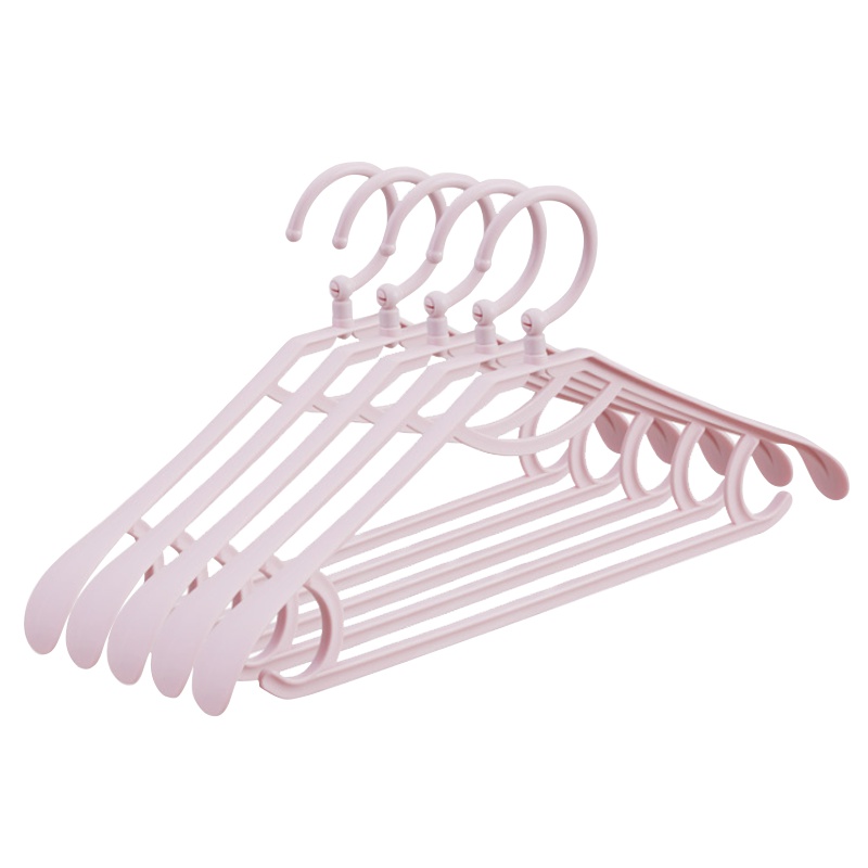 HOUYA好雅 衣架 万向旋转挂钩 宽肩无痕挂衣架 成人防滑衣服架 成人儿童晾衣架子 衣撑 5只装 颜色随机