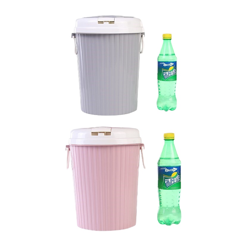 时尚卫生桶垃圾桶塑料客厅用纸篓带盖大号多用桶中平(6只装)