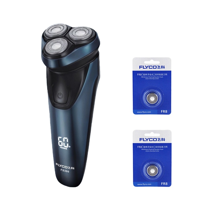 飞科(FLYCO)电动剃须刀 FS390 全身水洗 三刀头旋转式 智能电量显示 单个装