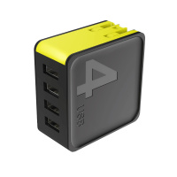 洛克(ROCK)方糖系列四口旅行充电器 CCC 黑色 四口充电一充多动方便小巧快充旅行充