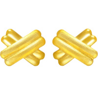 周生生(CHOW SANG SANG)足金首饰品闪沙X形耳环耳钉女款68705E计价