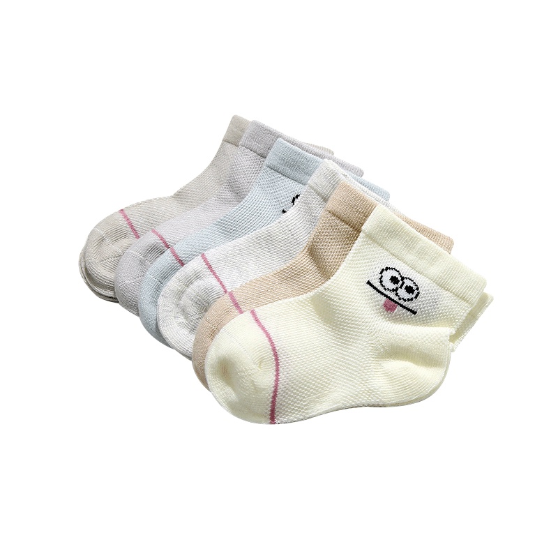 浪莎童趣纯棉短袜夏季新款大眼睛袜6双装