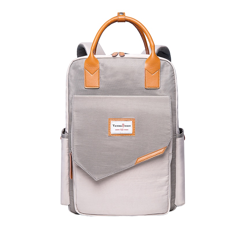 维多利亚旅行者(VICTORIATOURIST)T2101男士双肩包 大容量旅行背包 14英寸电脑数码包 学生书包 米灰