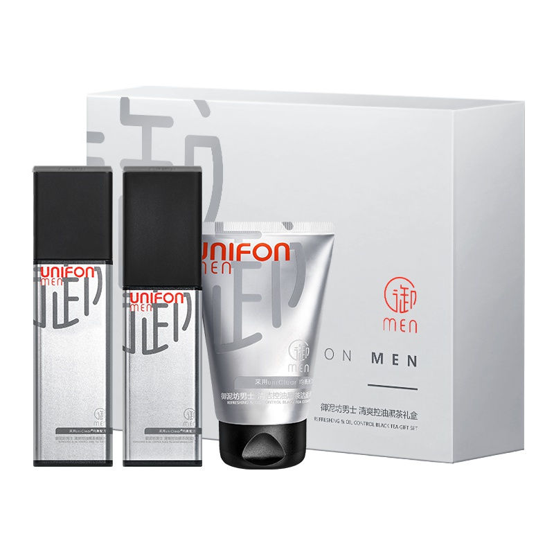 御泥坊男士 清爽控油黑茶礼盒 100g洁面+120ml爽肤水+100ml保湿露