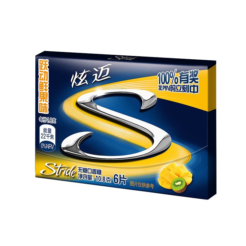 炫迈(Stride) 无糖口香糖10.8g(跃动鲜果味)