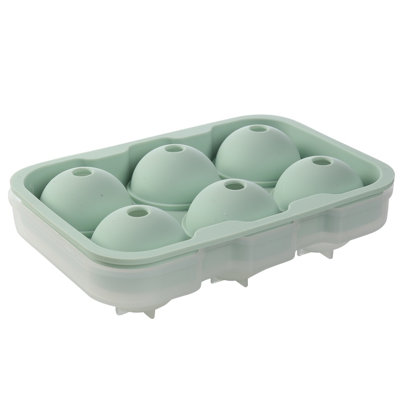 威士忌冰球制作器大冰块模具硅胶冰格球形冻冰块盒制冰盒圆球圆形大号[六格绿色]