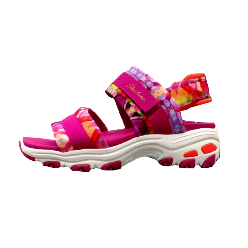 Skechers斯凯奇女士魔术贴凉鞋 时尚印花D'lites厚底休闲鞋31516-PKMT
