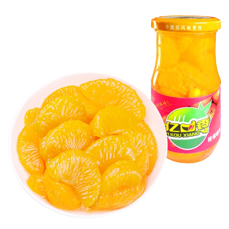亿口香新鲜橘子水果罐头245gX6糖水桔子罐头玻璃瓶整箱桔片爽