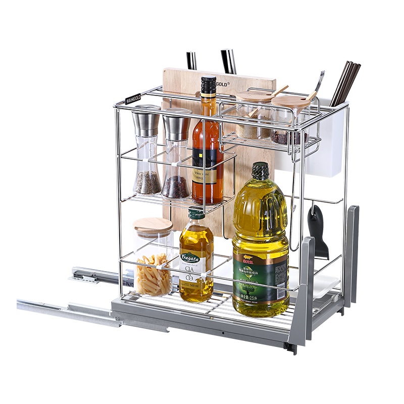 HIGOLD/悍高 调味拉篮 迈德豪系列圆钢调料篮 分体式抽离调料架 厨具大油桶收纳篮