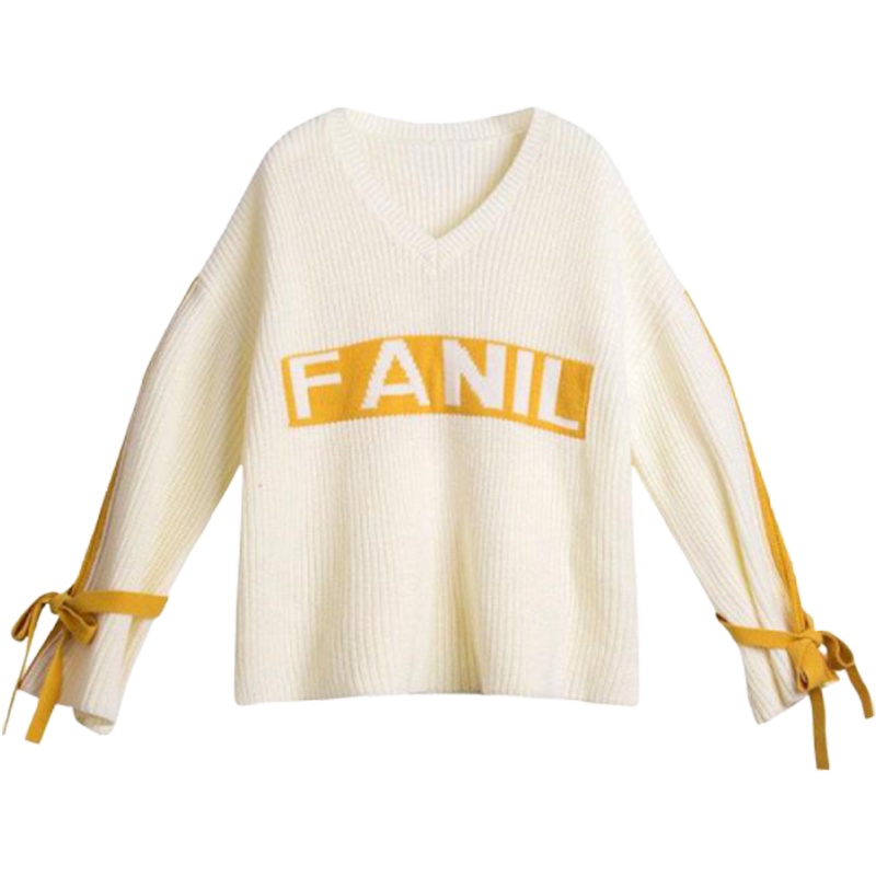 【专柜同款】拉夏贝尔白色印花绒衫女装秋冬季韩版宽松上衣喇叭袖套头卫衣潮1T000721