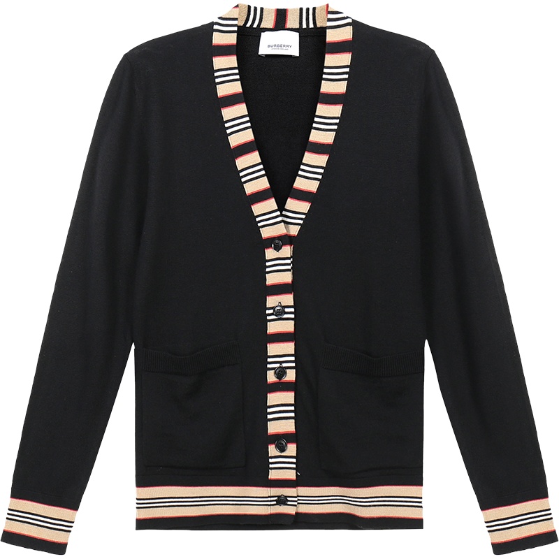 BURBERRY 博柏利 女款 羊毛长袖V领针织开衫 80089531