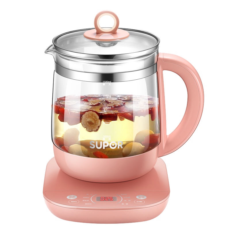 苏泊尔(SUPOR)养生壶多功能1.5L智能家用全自动按键式电热烧水壶高硼硅玻璃花茶养生壶SW-15YT33
